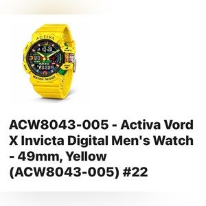 BNWT  X INVICTA Digital Men’s Watch Collection Bold Yellow Sports Watch.